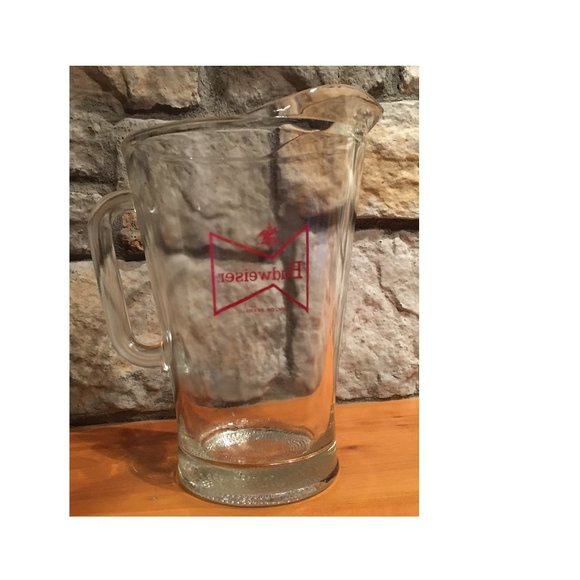 Vintage Large Budweiser Beer Pitcher Red Bow Tie King Of Beers Barware - Picture 4 of 7